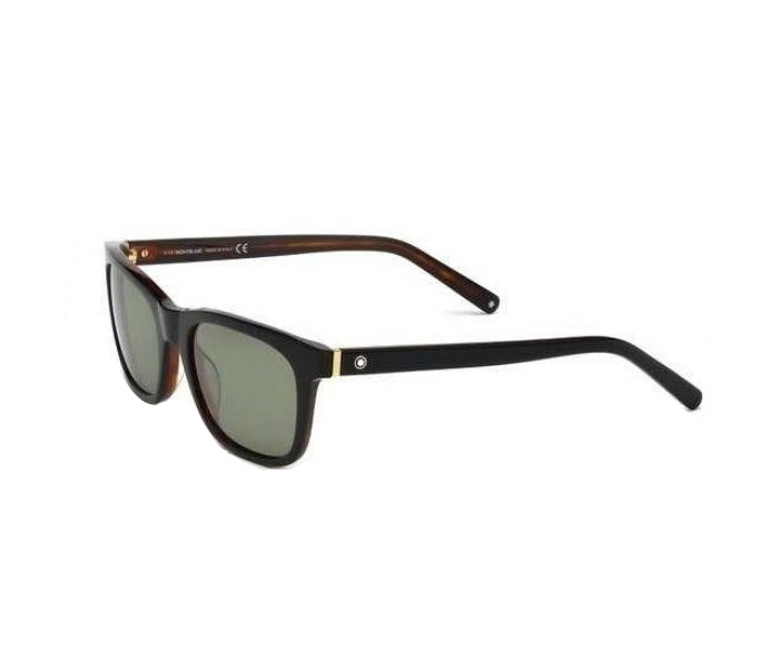 Mont Blanc MB507S 01N - Shiny Black-Green Polarized by Mont Blanc for Men - 53-19-145 mm Sunglasses