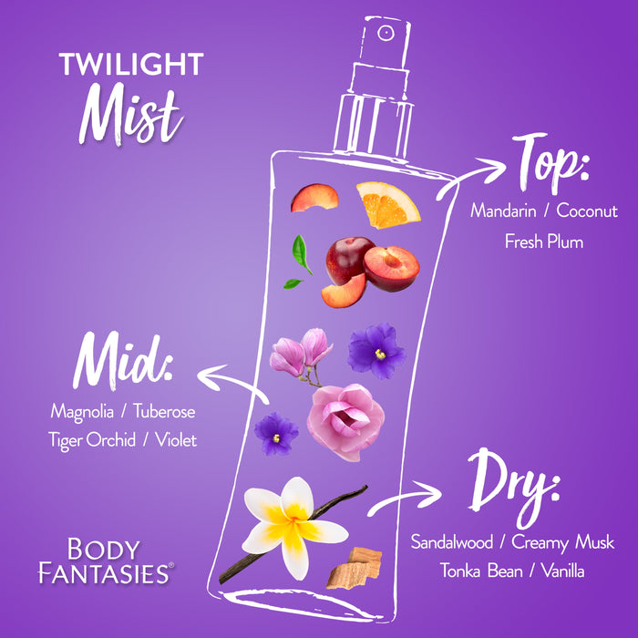 Spray corporal con fragancia Signature Twilight Mist de Body Fantasies para mujeres - Spray corporal de 8 oz