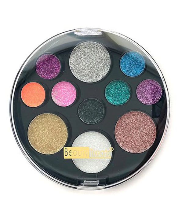 BEAUTY TREATS 10 Color Perfect Glitter Palette Display Case Set 12 Pieces