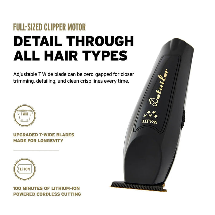 Wahl Combo de barbero inalámbrico Black Magic Clip Clipper &amp; Detailer Li Trimmer #3025397