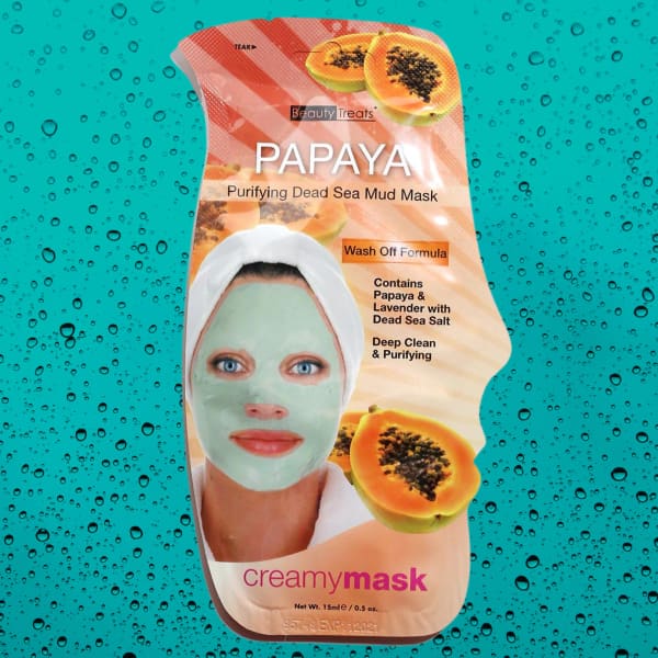 BEAUTY TREATS Mascarilla Purificante de Barro del Mar Muerto Papaya - Caja Expositora 24 Piezas 