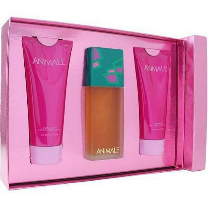 Animale by Animale pour femme - Coffret 3 pièces Spray EDP 3,4 oz, Lotion pour le corps 3,4 oz, Gel douche 3,4 oz