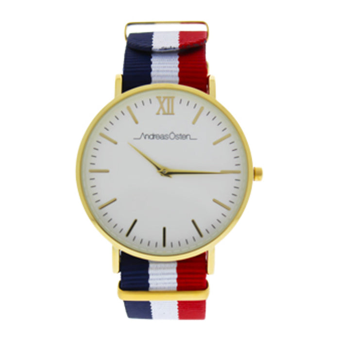 AO-66 Somand - Gold/Navy Blue-White-Red Nylon Strap Watch by Andreas Osten for Men - 1 Pc Watch