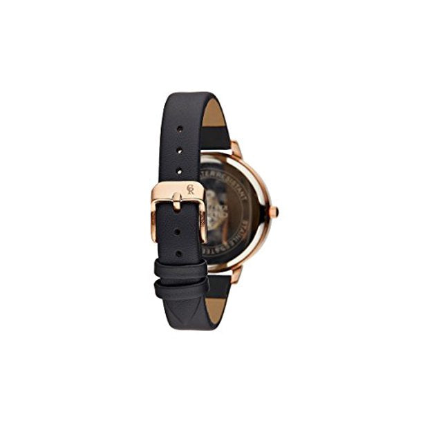 CRR003 La Romance - Rose Gold/Black Leather Strap Watch by Charlotte Raffaelli for Women - 1 Pc Watch