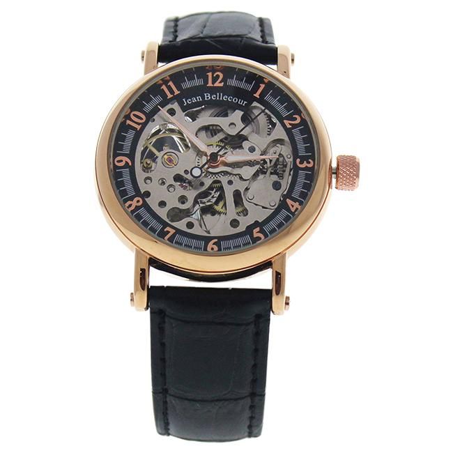 REDS26 Rose Gold/Black Leather Strap Watch by Jean Bellecour for Men - 1 Pc Watch