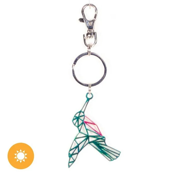 Color-Changing Key Chain Metal Hummingbird - Green by DelSol for Women - 1 Pc Keychain - Pack of 2