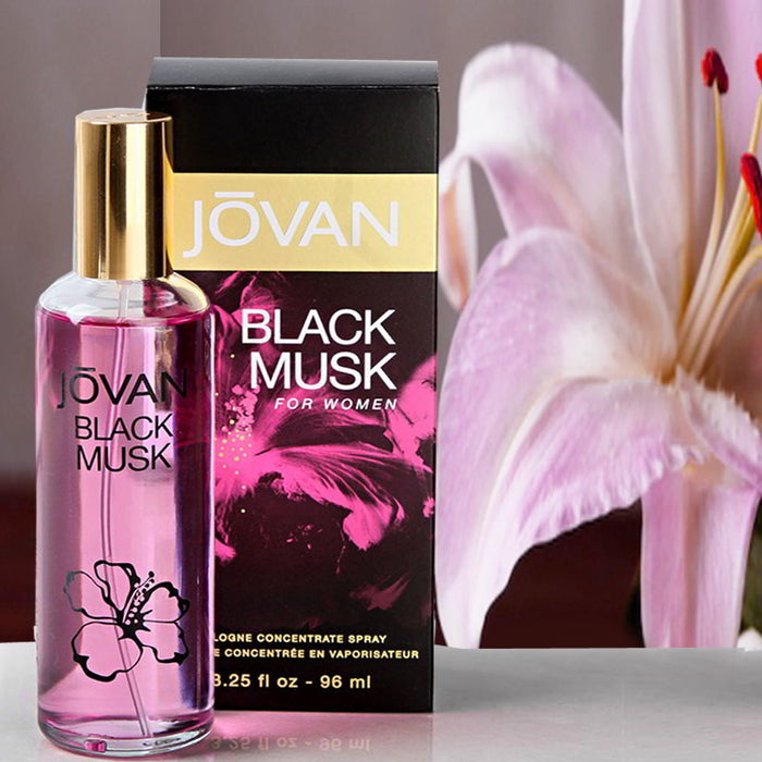 Jovan Black Musk de Jovan para mujeres - Spray concentrado de colonia de 3,25 oz