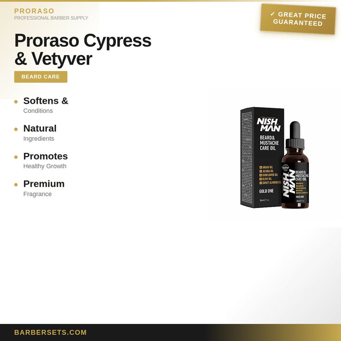 Proraso Cypress & Vetyver Beard Care Full Set In Tin Box - Wash, Balm, Oil
