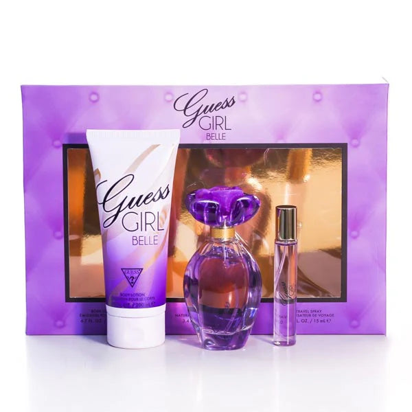 Guess Girl Belle by Guess for Women - 3 Pc Gift Set 3.4oz EDT Spray , 0.5oz EDP Travel Spray, 6.7oz Body Lotion