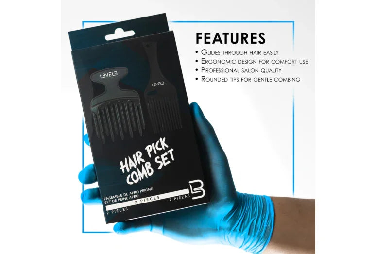 L3VEL3 Hair Pick Comb Set 2 Pc