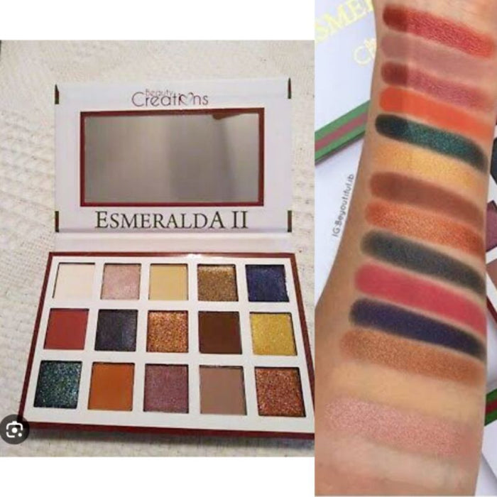 BEAUTY CREACIONES Paleta de sombras de ojos Esmeralda de 15 colores