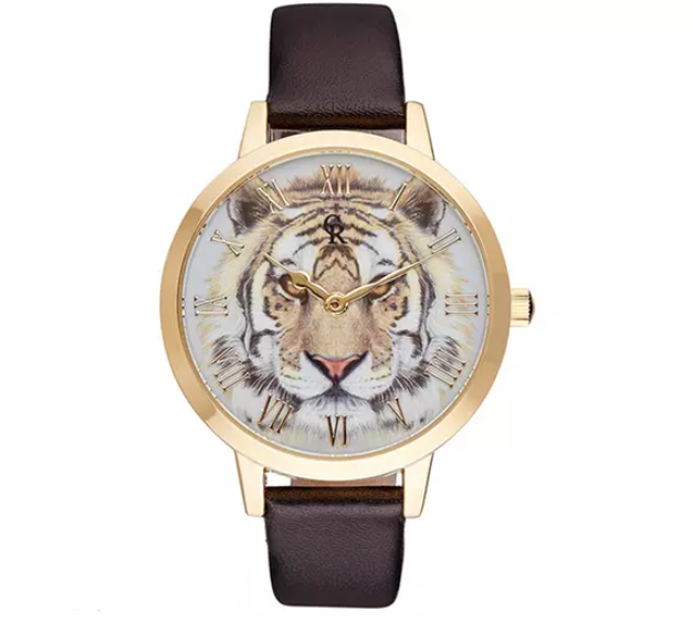 CRA017 La Animale - Gold/Black Leather Strap Watch by Charlotte Raffaelli for Women - 1 Pc Watch