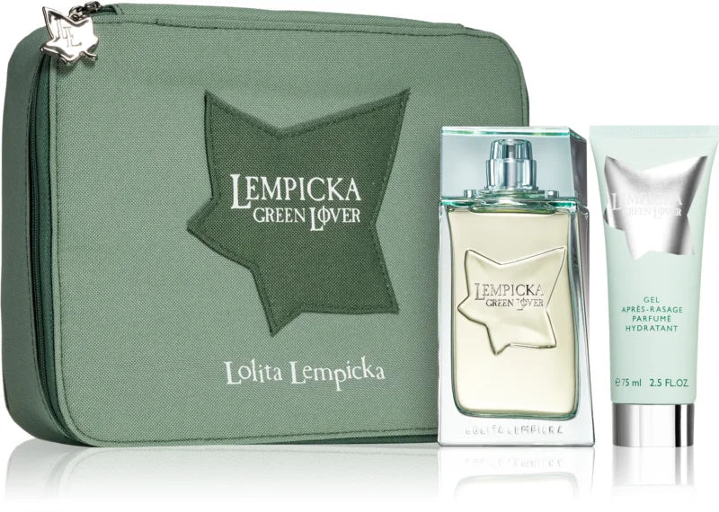 Green Lover by Lolita Lempicka for Men - 3 Pc Gift Set 3.4oz EDT Spray, 2.5oz After Shave Gel, Pouch