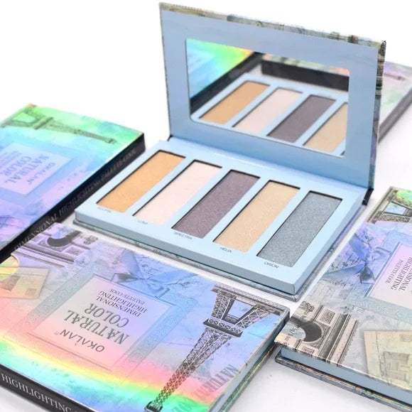 OKALAN Natural Color Dimensional Highlight Palette - Cool Display Set, 12 Pieces