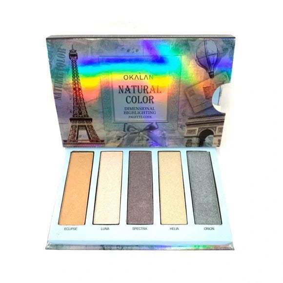 OKALAN Natural Color Dimensional Highlight Palette - Cool Display Set, 12 Pieces