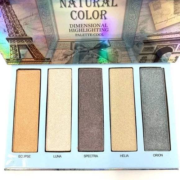 OKALAN Natural Color Dimensional Highlight Palette - Cool Display Set, 12 Pieces