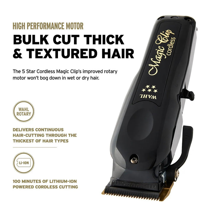 Wahl Combo de barbero inalámbrico Black Magic Clip Clipper &amp; Detailer Li Trimmer #3025397