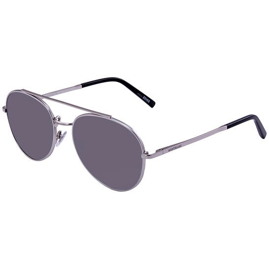 Mont Blanc MB605S 16D - Shiny Palladium-Smoke Polarized by Mont Blanc for Men - 56-18-145 mm Sunglasses