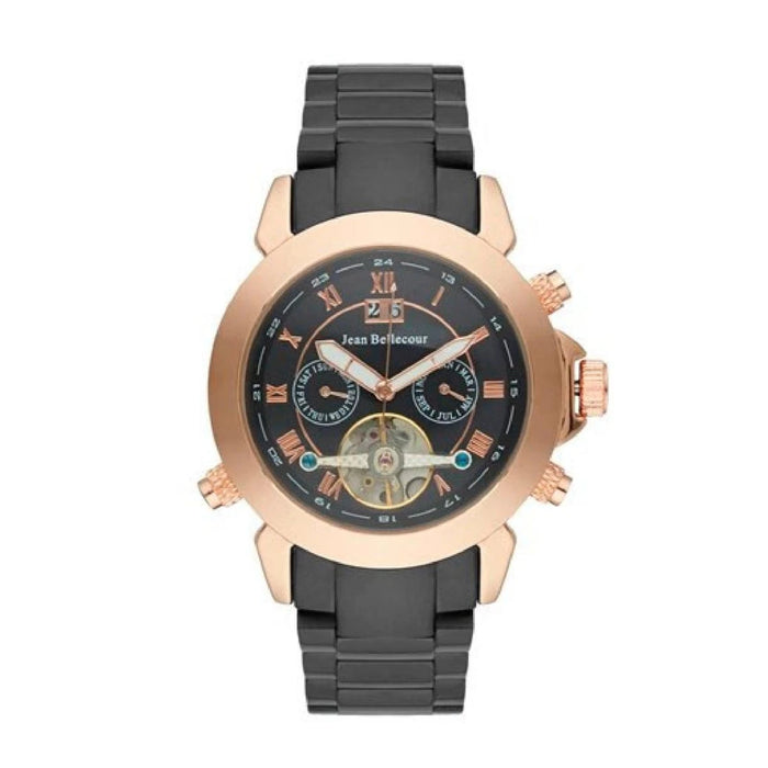 REDS7 Rose Gold/Black Stainless Steel Bracelet Watch by Jean Bellecour for Men - 1 Pc Watch