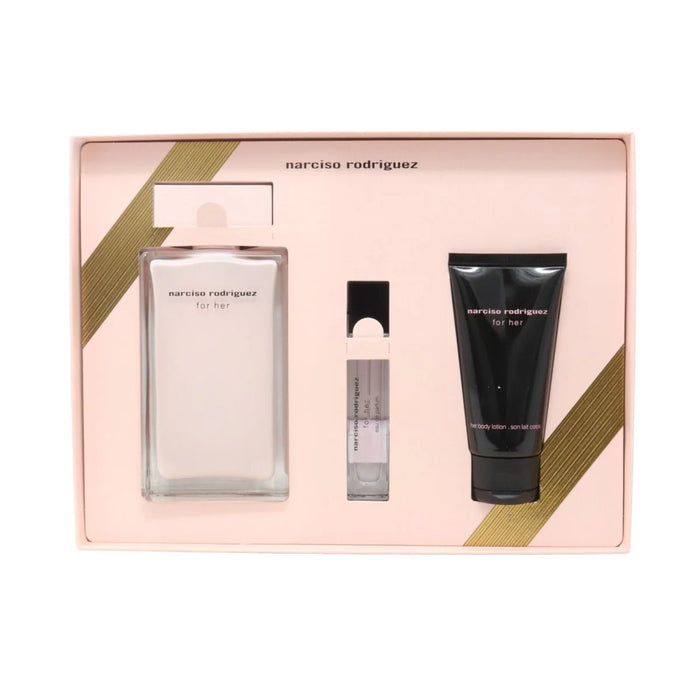 Narciso Rodriguez by Narciso Rodriguez for Women - 3 Pc Gift Set 3.3oz EDP Spray, 10ml EDP Spray, 1.6oz Body Lotion