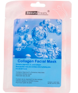 BEAUTY TREATS Masque Facial Solution Rafraîchissante à la Vitamine C - Collagène - Boîte Présentoir 24 Pièces