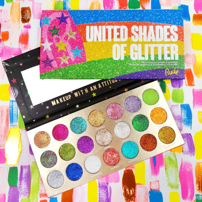 RUDE United Shades of Glitter - Palette de 21 paillettes pressées
