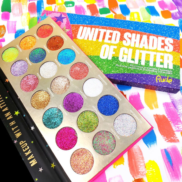 RUDE United Shades of Glitter - Palette de 21 paillettes pressées