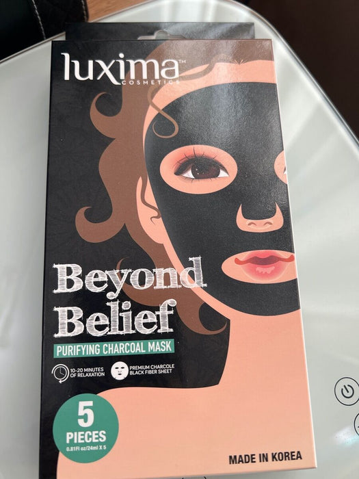 LUXIMA Beyond Belief Purifying Charcoal Mask, Pack of 5