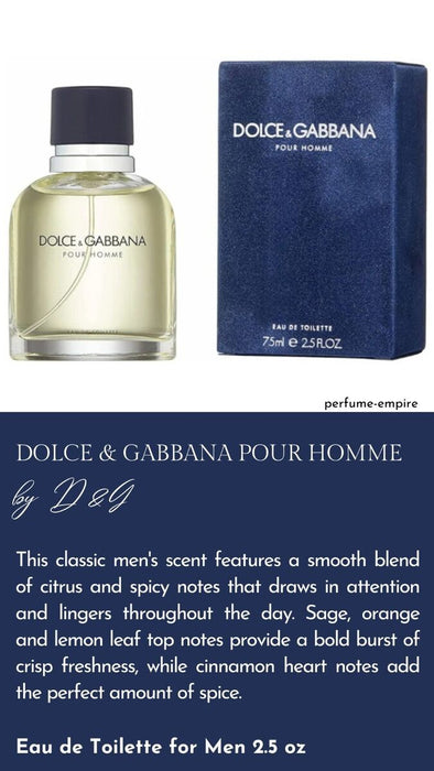 Dolce and Gabbana by Dolce and Gabbana for Men - 2.5 oz EDT Spray