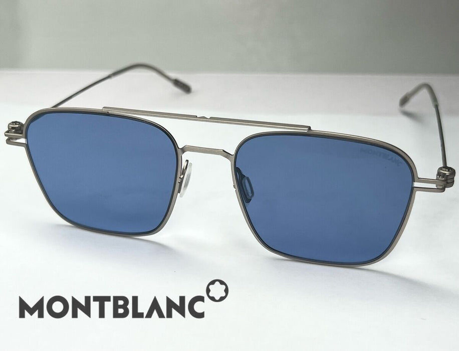 Mont Blanc MB594S 08V - Shiny Gumetal-Blue by Mont Blanc for Men - 59-15-145 mm Sunglasses