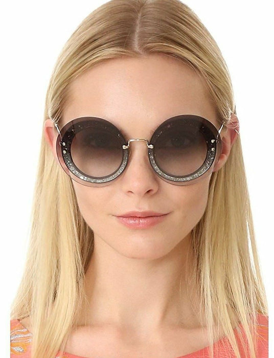 Miu Miu MU 10R UES-0A7 - Transparent Fabric Glitter Silver-Grey Gradient by Miu Miu for Women - 64-17-140 mm Sunglasses