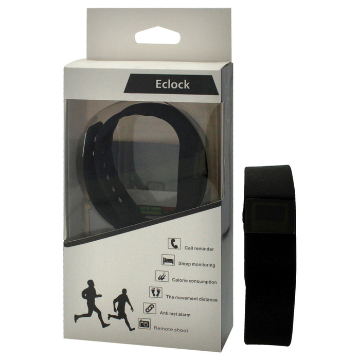 EK-H1 Health Sports Black Silicone Bracelet by Eclock for Unisex - 1 Pc Bracelet