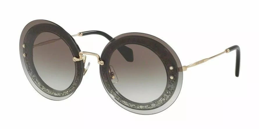 Miu Miu MU 10R UES-0A7 - Transparent Fabric Glitter Silver-Grey Gradient by Miu Miu for Women - 64-17-140 mm Sunglasses