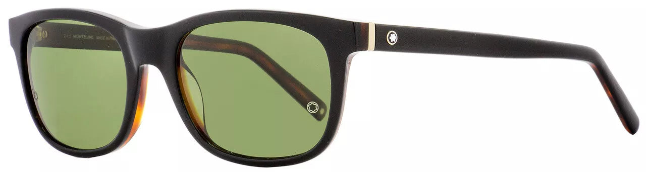 Mont Blanc MB507S 01N - Shiny Black-Green Polarized by Mont Blanc for Men - 53-19-145 mm Sunglasses