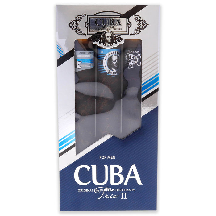 Cuba Trio 2 de Cuba pour hommes - Coffret 3 pièces Spray EDT Cuba Winner 1,17 oz, Spray EDT Cuba Shadow 1,17 oz, Spray EDT Cuba Prestige Black 1,17 oz