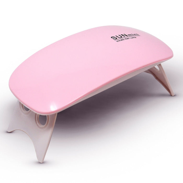 Salón de belleza de uñas blanco y rosa Mini plegable inalámbrico USB carga 6W secador de uñas de secado rápido lámpara UV portátil