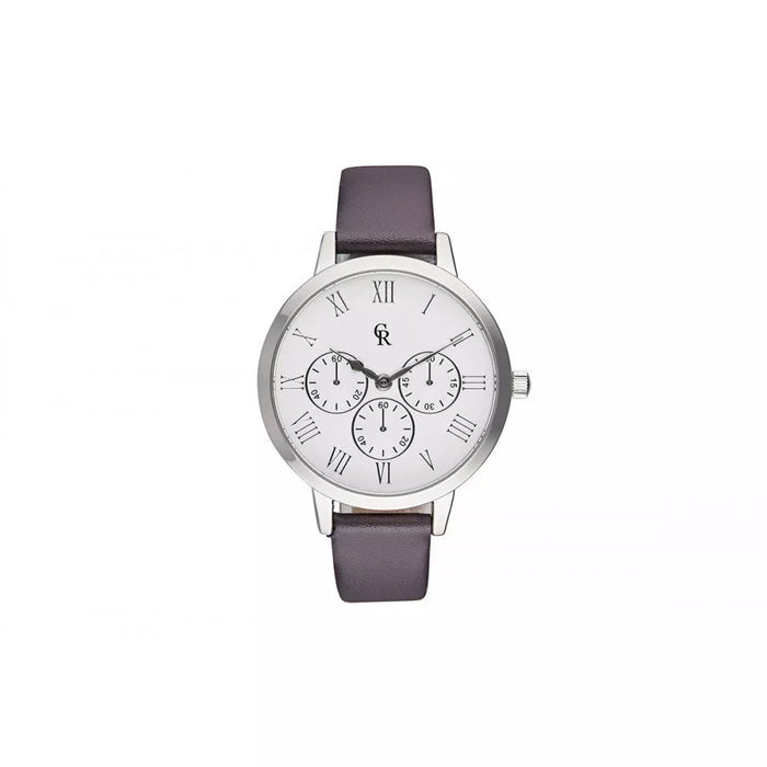 CRB010 La Basic - Silver/Grey Leather Strap Watch by Charlotte Raffaelli for Women - 1 Pc Watch