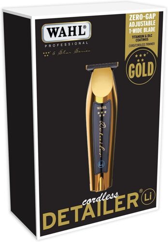 Wahl Professional 5 Star Series Clip mágico inalámbrico Gold #8148-700 y Detailer inalámbrico Li Gold #8171-700 y afeitadora Vanish inalámbrica #8173-700