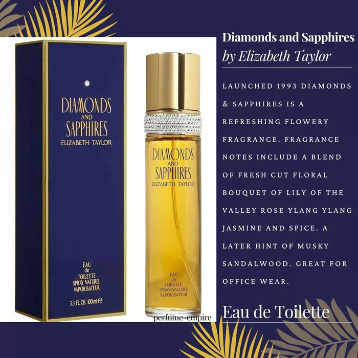 Diamantes y zafiros de Elizabeth Taylor para mujeres - Spray EDT de 3,3 oz