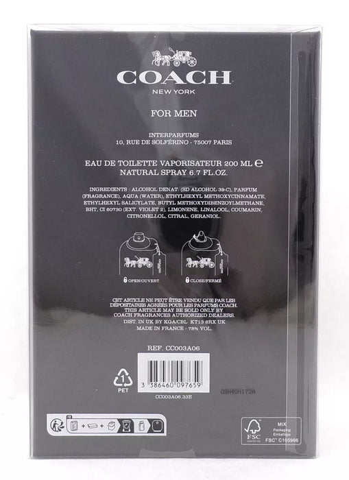 Coach par Coach pour hommes - Vaporisateur EDT de 6,7 oz