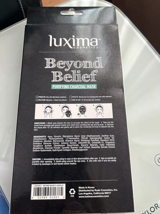 LUXIMA Beyond Belief Purifying Charcoal Mask, Pack of 5