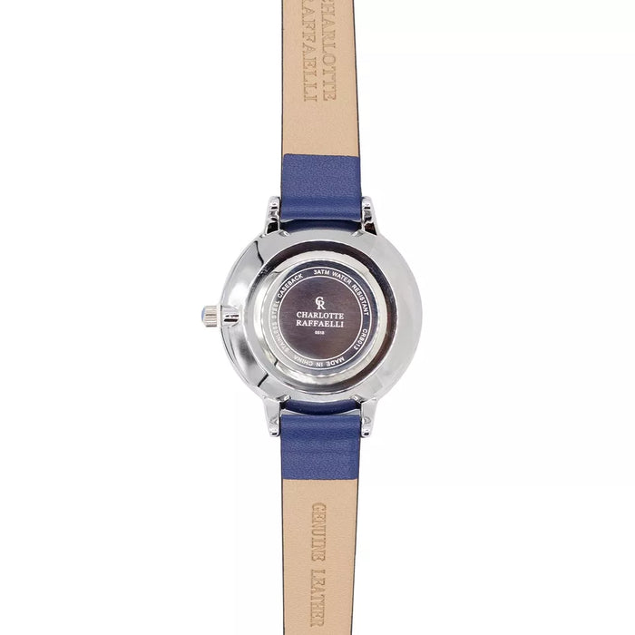 CRB013 La Basic - Silver/Blue Leather Strap Watch by Charlotte Raffaelli for Women - 1 Pc Watch