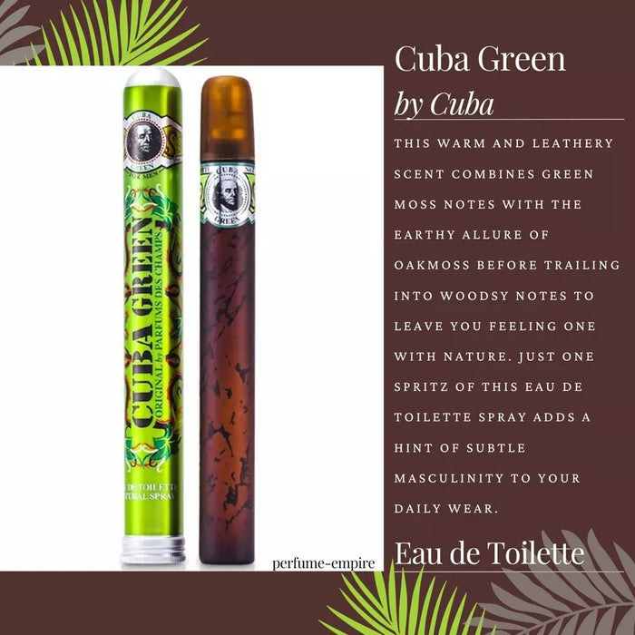 Cuba Green de Cuba para hombres - Spray EDT de 1,17 oz