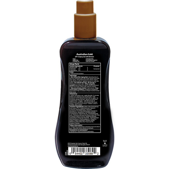 Australian Gold  SPF 8 Spray Gel Bronzer 8 fl oz