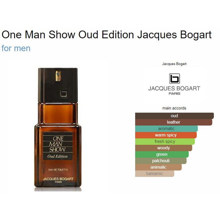 One Man Show by Jacques Bogart for Men - 3.33 oz EDT Spray (Oud Edition)