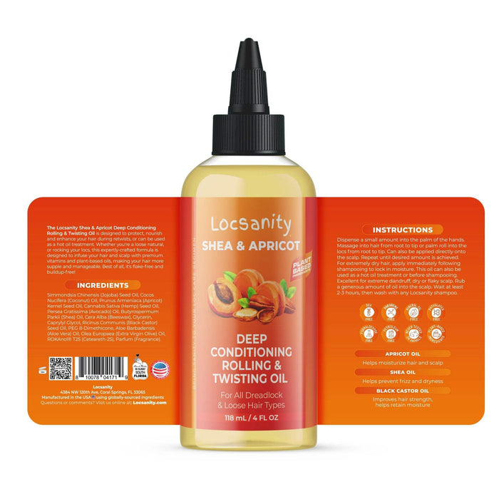 Locsanity Shea & Apricot Loose, Natural Strength & Growth Formula Dreadlock Natural Hair Rolling and Conditioning Oil