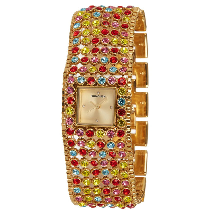 MSHMAR Marilyn - Gold/Multicolor Stainless Steel Bracelet Watch by Manoush for Women - 1 Pc Watch