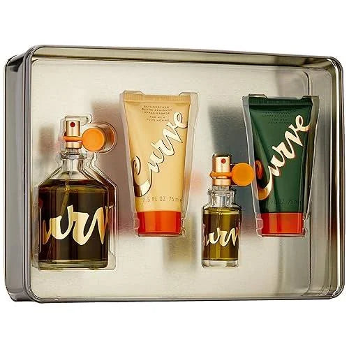 Curve by Liz Claiborne for Men - 4 Pc Gift Set 4.2oz EDC Spray, 0.25oz EDC Splash, 3.4oz After Shave Balm, 3.4oz Shower Gel