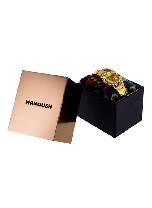 MSHHIPC Hindi Heart - Gold/Pink Nylon Strap Watch by Manoush for Women - 1 Pc Watch