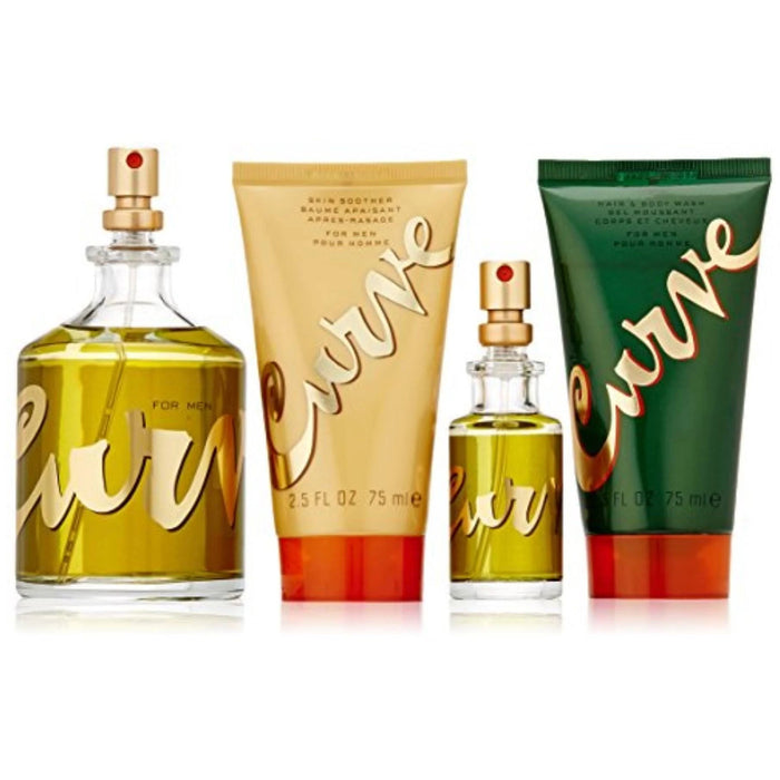 Curve by Liz Claiborne for Men - 4 Pc Gift Set 4.2oz EDC Spray, 0.25oz EDC Splash, 3.4oz After Shave Balm, 3.4oz Shower Gel